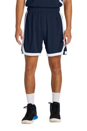 Sport-Tek Mens Rival Moisture Wicking Basketball Shorts - True Navy Blue/White Clothing Sport-Tek