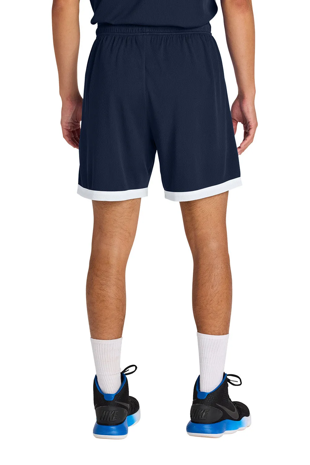 Sport-Tek Mens Rival Moisture Wicking Basketball Shorts - True Navy Blue/White Clothing Sport-Tek