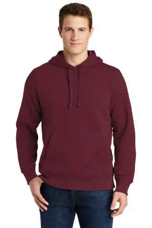 Sport-Tek Mens Shrink Resistant Fleece Hooded Sweatshirt Hoodie w/ Pouch Pocket - Maroon Clothing Sport-Tek