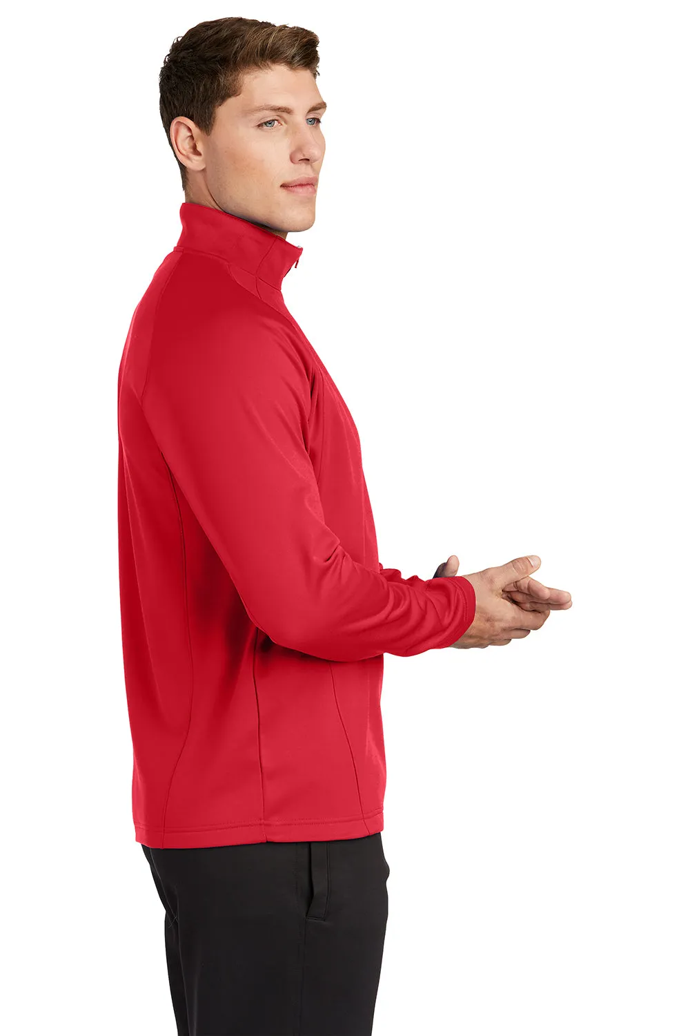 Sport-Tek Mens Sport-Wick Moisture Wicking Fleece 1/4 Zip Sweatshirt - Deep Red/Silver Grey Clothing Sport-Tek