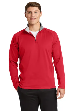 Sport-Tek Mens Sport-Wick Moisture Wicking Fleece 1/4 Zip Sweatshirt - Deep Red/Silver Grey Clothing Sport-Tek