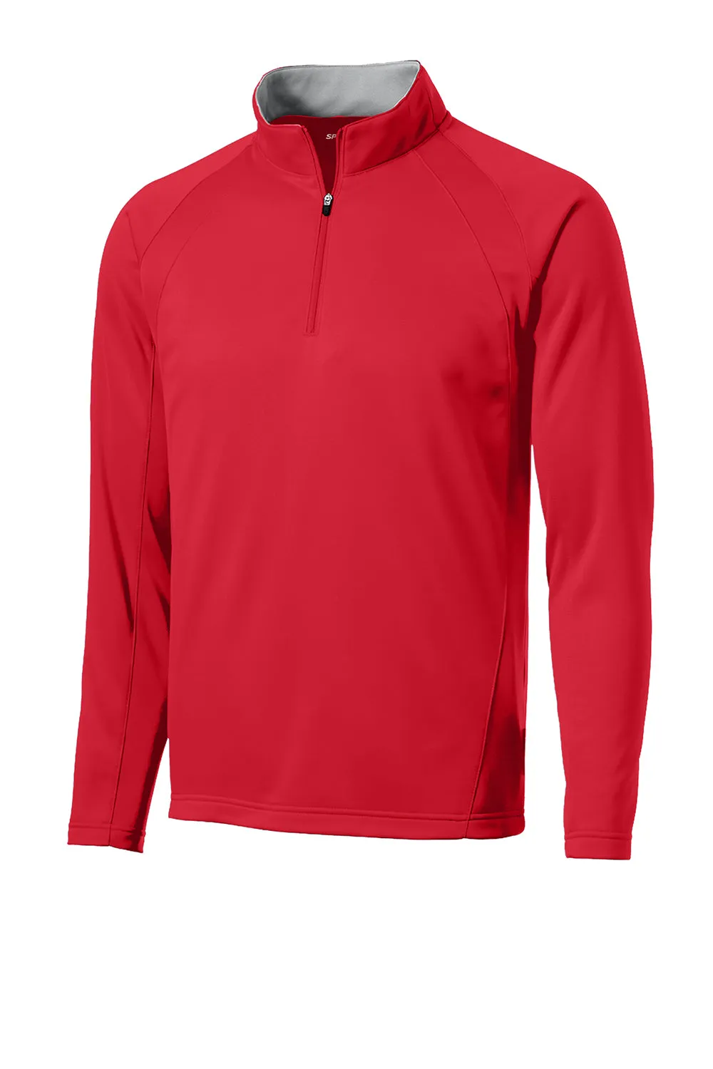 Sport-Tek Mens Sport-Wick Moisture Wicking Fleece 1/4 Zip Sweatshirt - Deep Red/Silver Grey Clothing Sport-Tek