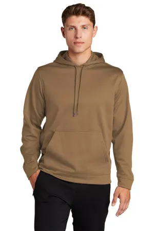 Sport-Tek Mens Sport-Wick Moisture Wicking Fleece Hooded Sweatshirt Hoodie w/ Pouch Pocket - Woodland Brown Clothing Sport-Tek