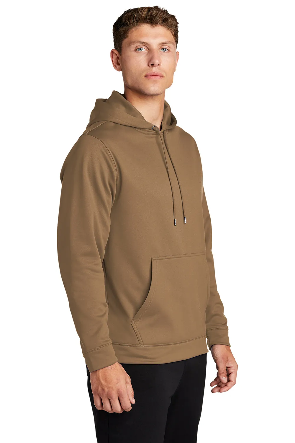 Sport-Tek Mens Sport-Wick Moisture Wicking Fleece Hooded Sweatshirt Hoodie w/ Pouch Pocket - Woodland Brown Clothing Sport-Tek