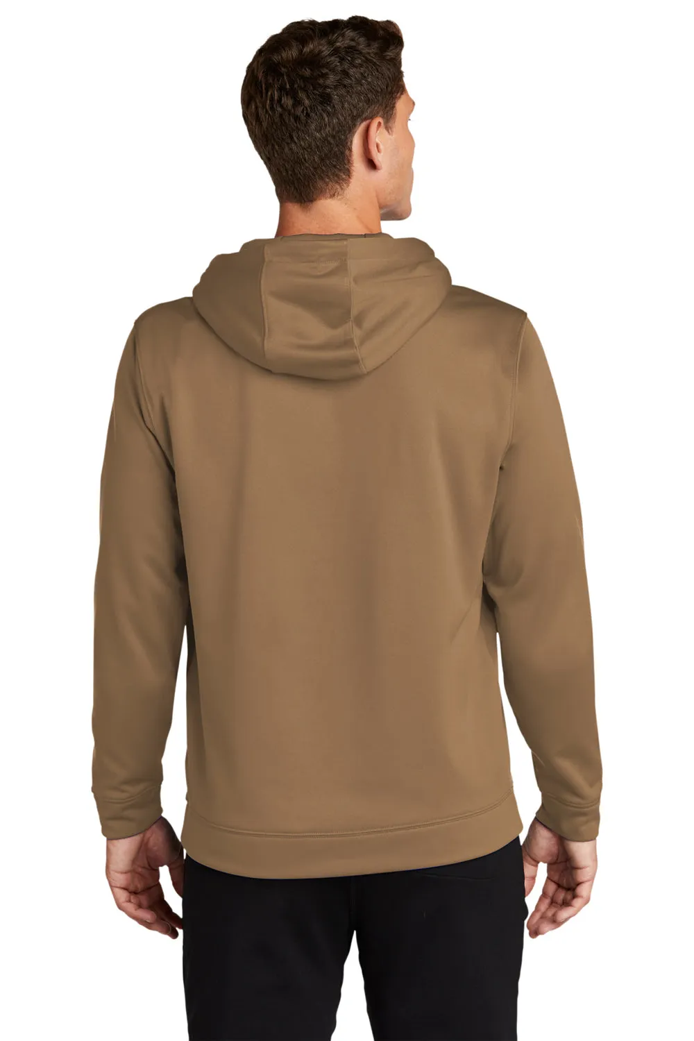 Sport-Tek Mens Sport-Wick Moisture Wicking Fleece Hooded Sweatshirt Hoodie w/ Pouch Pocket - Woodland Brown Clothing Sport-Tek