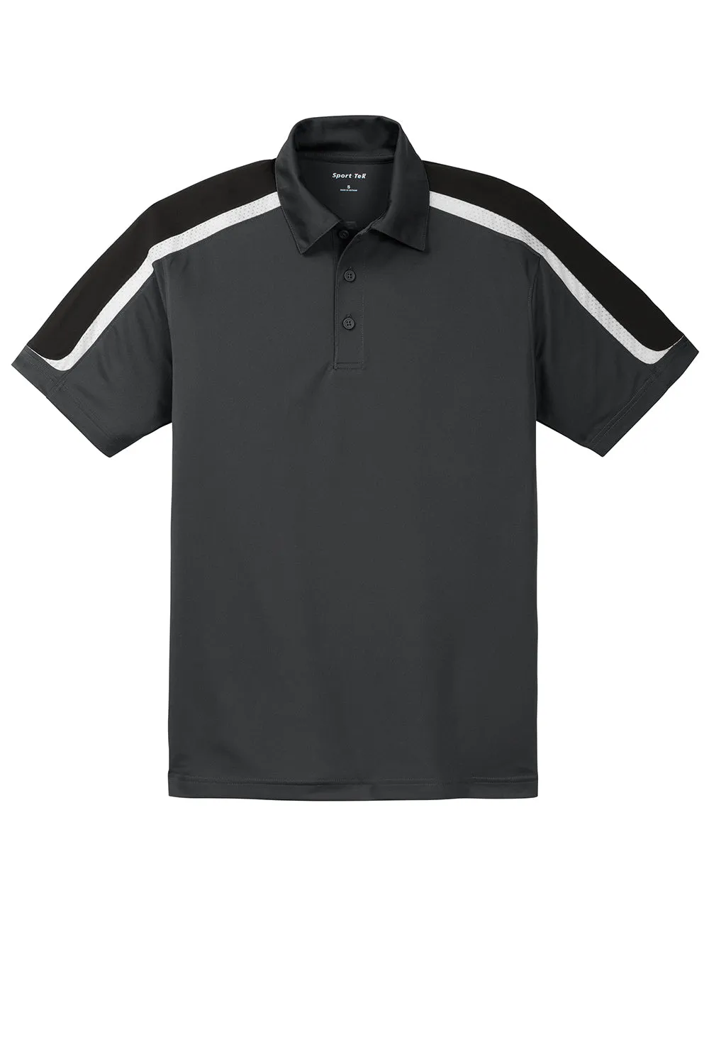 Sport-Tek Mens Sport-Wick Moisture Wicking Short Sleeve Polo Shirt - Iron Grey/Black/White Clothing Sport-Tek