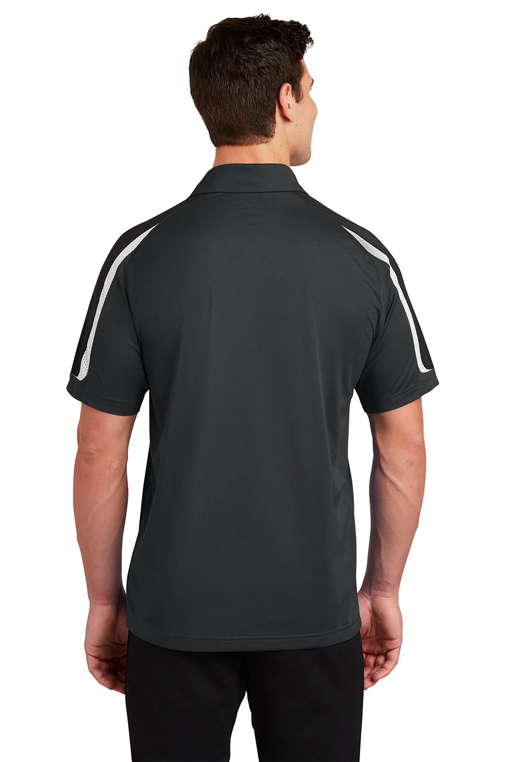 Sport-Tek Mens Sport-Wick Moisture Wicking Short Sleeve Polo Shirt - Iron Grey/Black/White Clothing Sport-Tek