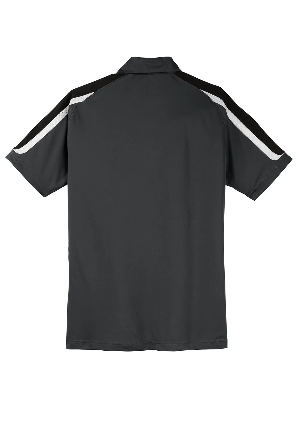 Sport-Tek Mens Sport-Wick Moisture Wicking Short Sleeve Polo Shirt - Iron Grey/Black/White Clothing Sport-Tek