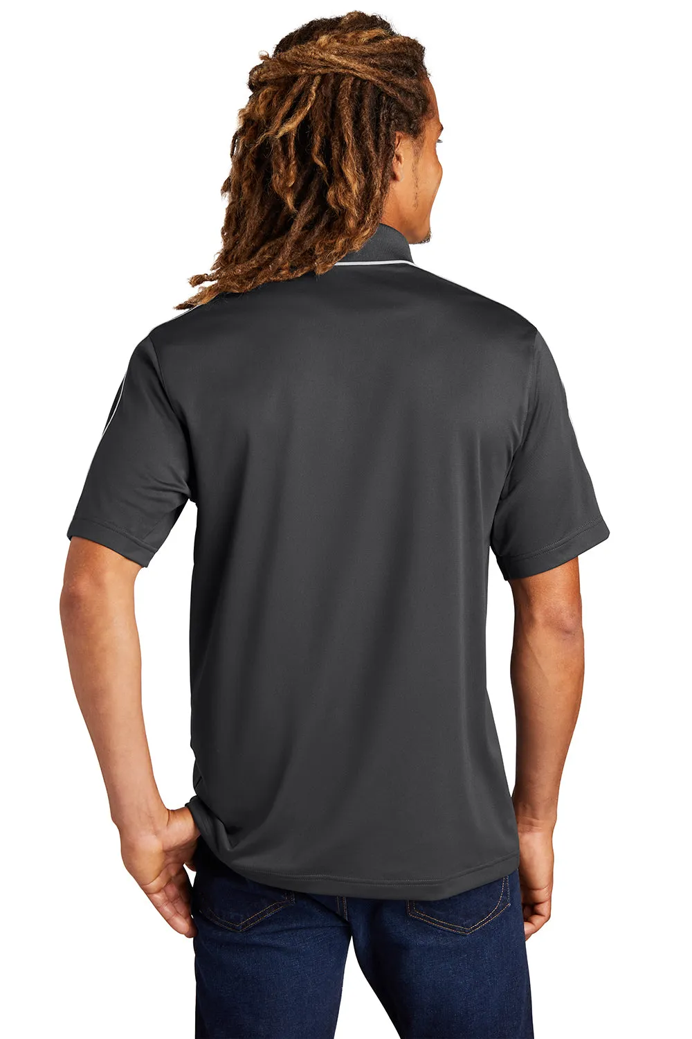Sport-Tek Mens Sport-Wick Moisture Wicking Short Sleeve Polo Shirt - Iron Grey/White Clothing Sport-Tek