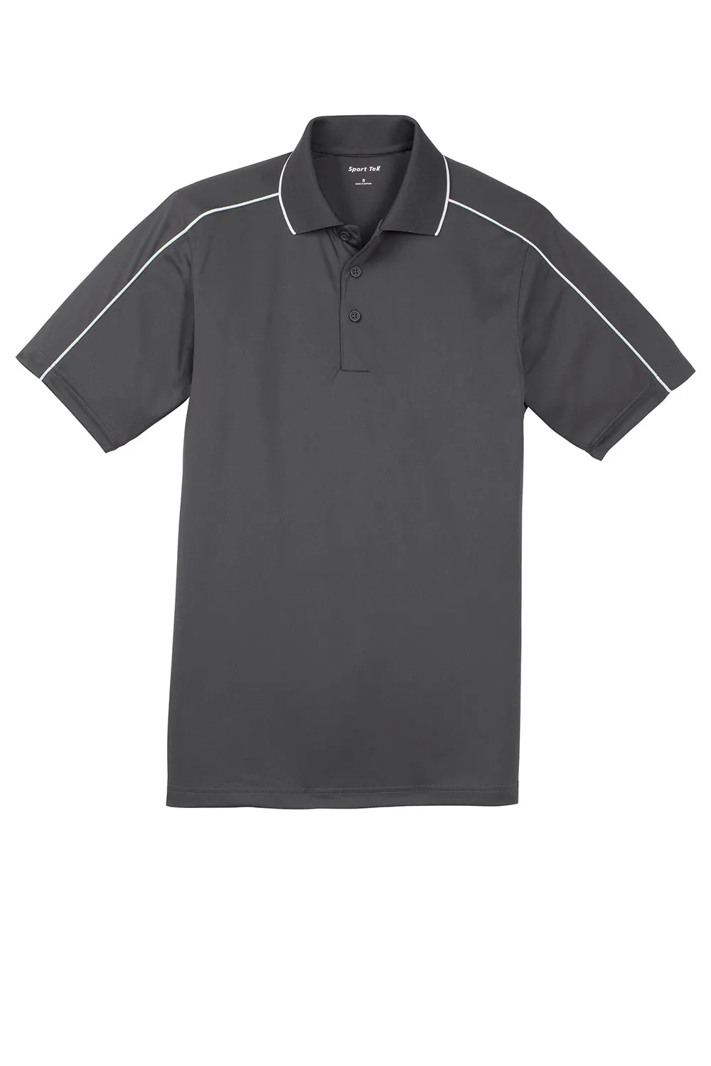 Sport-Tek Mens Sport-Wick Moisture Wicking Short Sleeve Polo Shirt - Iron Grey/White Clothing Sport-Tek