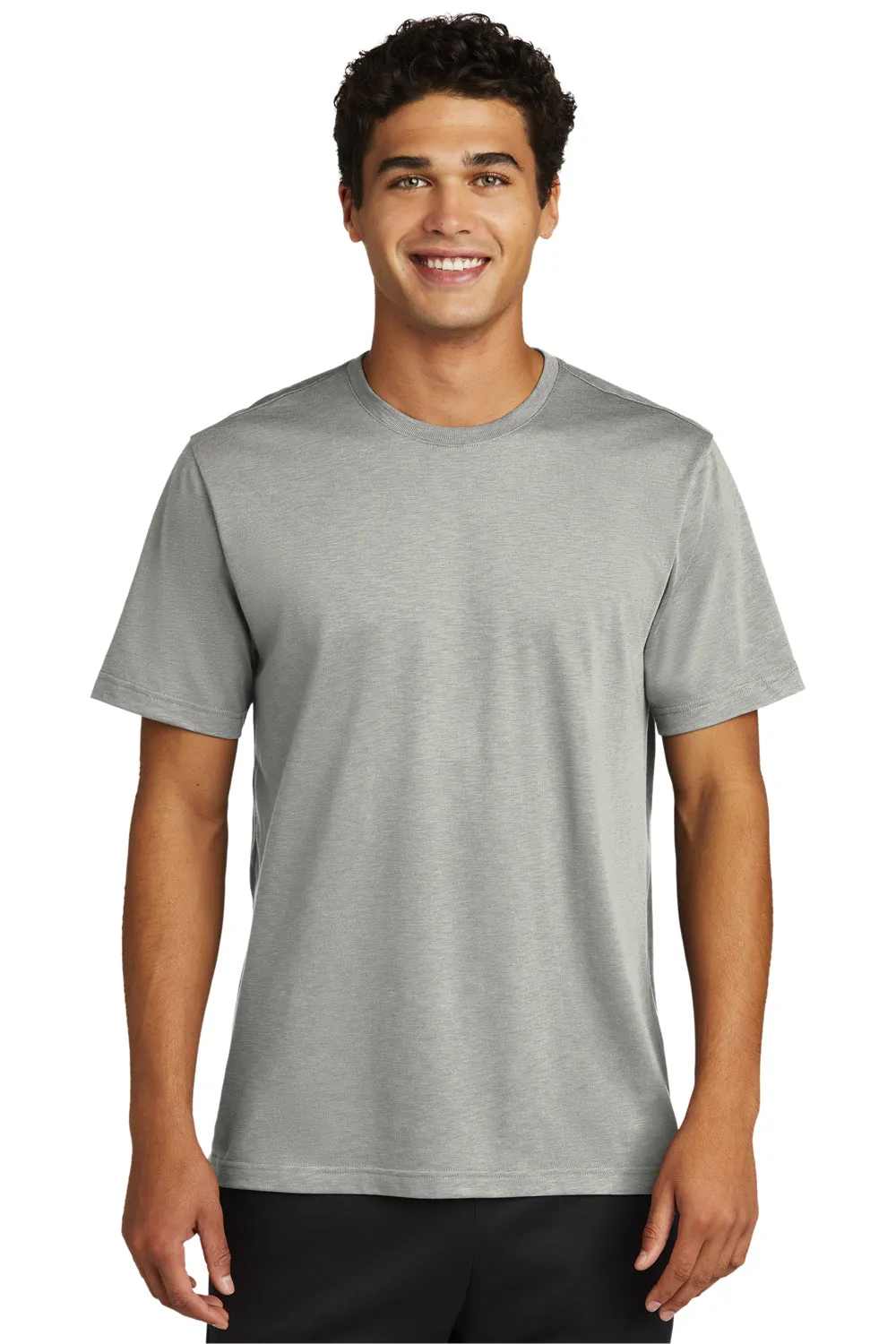 Sport-Tek Mens Strive Moisture Wicking Short Sleeve Crewneck T-Shirt - Silver Grey Clothing Sport-Tek