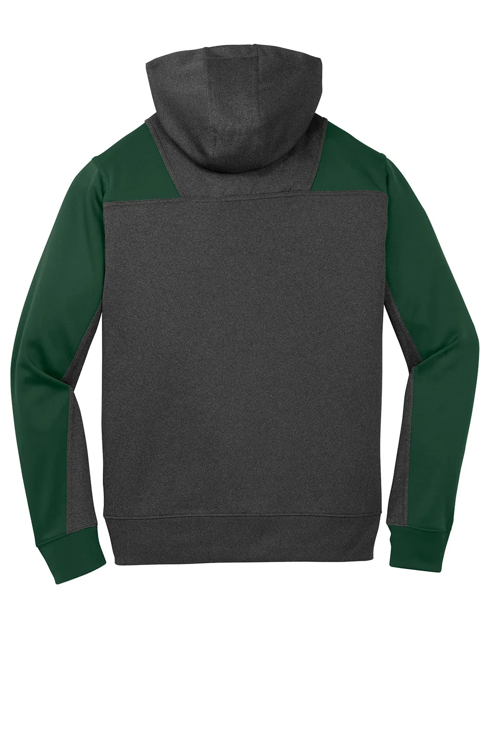 Sport-Tek Mens Tech Moisture Wicking Fleece 1/4 Zip Hooded Sweatshirt Hoodie w/ Patch Pocket - Heather Graphite Grey/Forest Green Clothing Sport-Tek