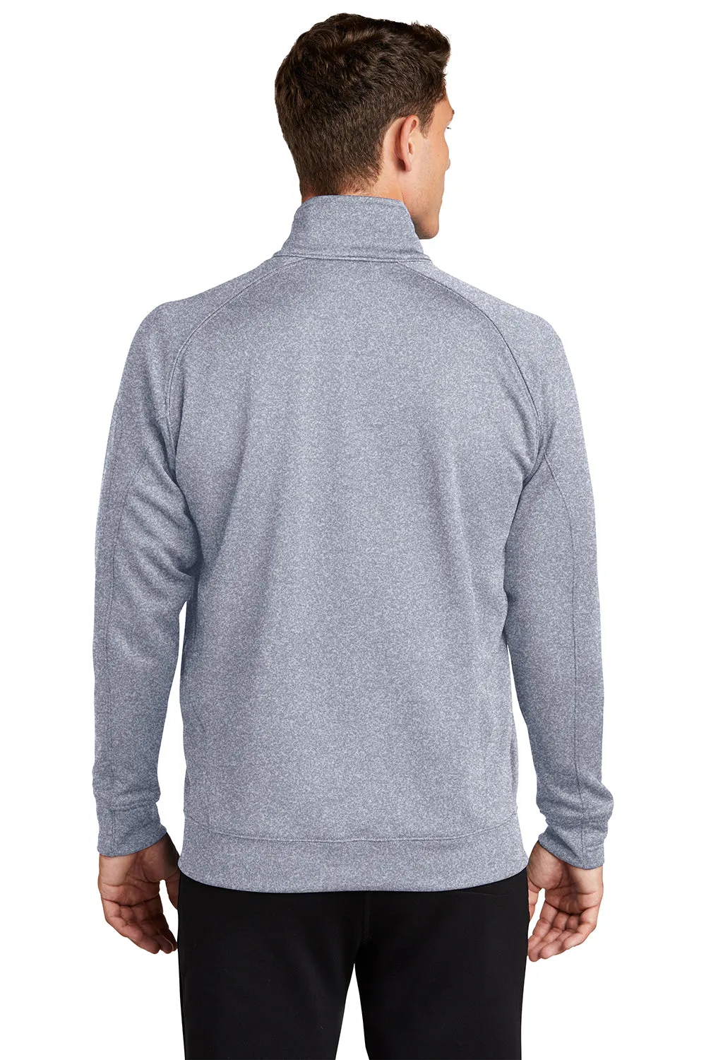 Sport-Tek Mens Tech Moisture Wicking Fleece 1/4 Zip Sweatshirt w/ Pocket - Heather Grey Clothing Sport-Tek