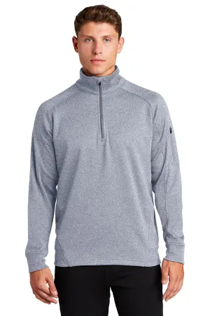 Sport-Tek Mens Tech Moisture Wicking Fleece 1/4 Zip Sweatshirt w/ Pocket - Heather Grey Clothing Sport-Tek