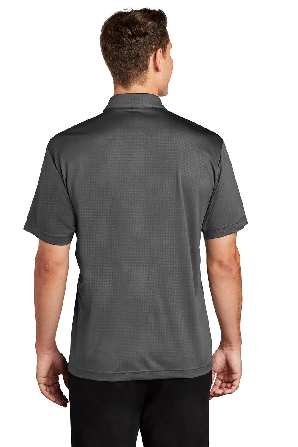 Sport-Tek Mens Tough Moisture Wicking Short Sleeve Polo Shirt - Dark Smoke Grey Clothing Sport-Tek