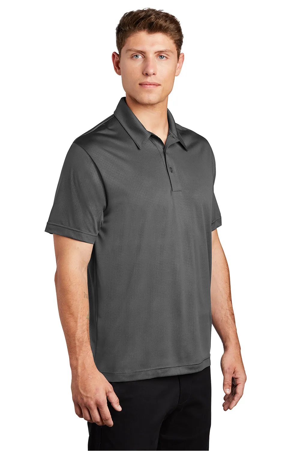 Sport-Tek Mens Tough Moisture Wicking Short Sleeve Polo Shirt - Dark Smoke Grey Clothing Sport-Tek