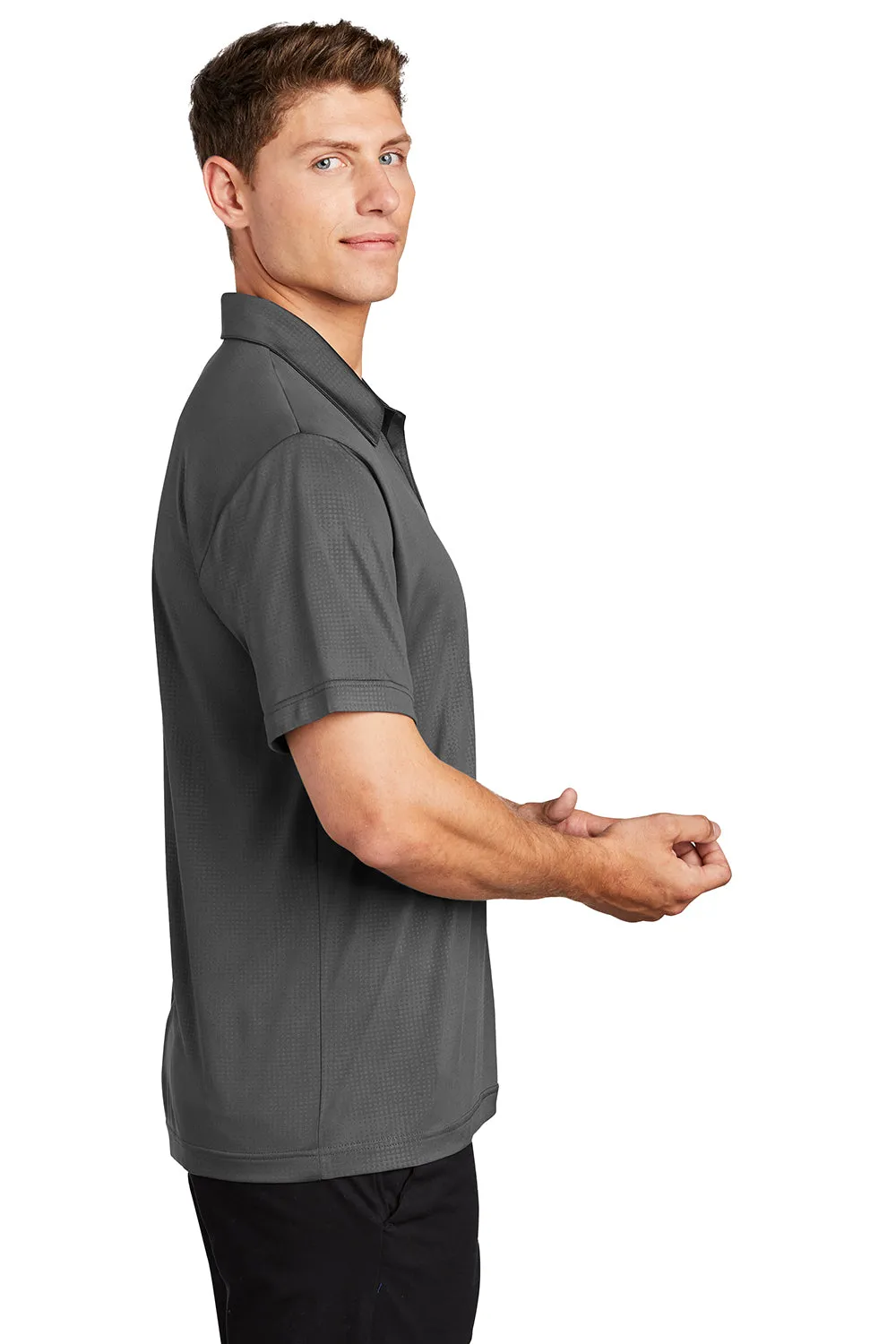 Sport-Tek Mens Tough Moisture Wicking Short Sleeve Polo Shirt - Dark Smoke Grey Clothing Sport-Tek