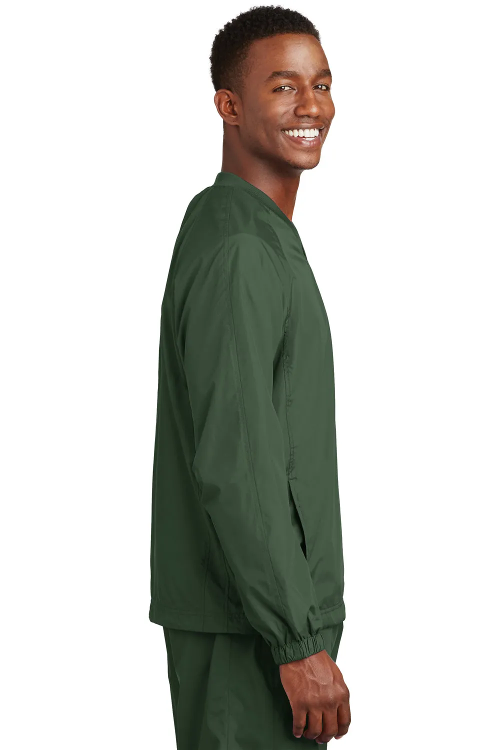 Sport-Tek Mens V-Neck Wind Jacket - Forest Green - Closeout Clothing Sport-Tek