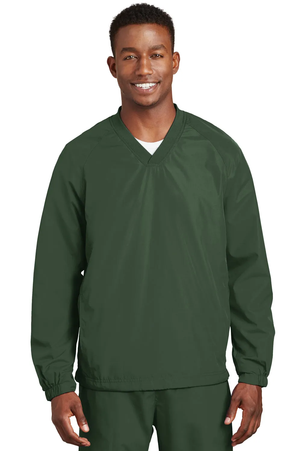 Sport-Tek Mens V-Neck Wind Jacket - Forest Green - Closeout Clothing Sport-Tek