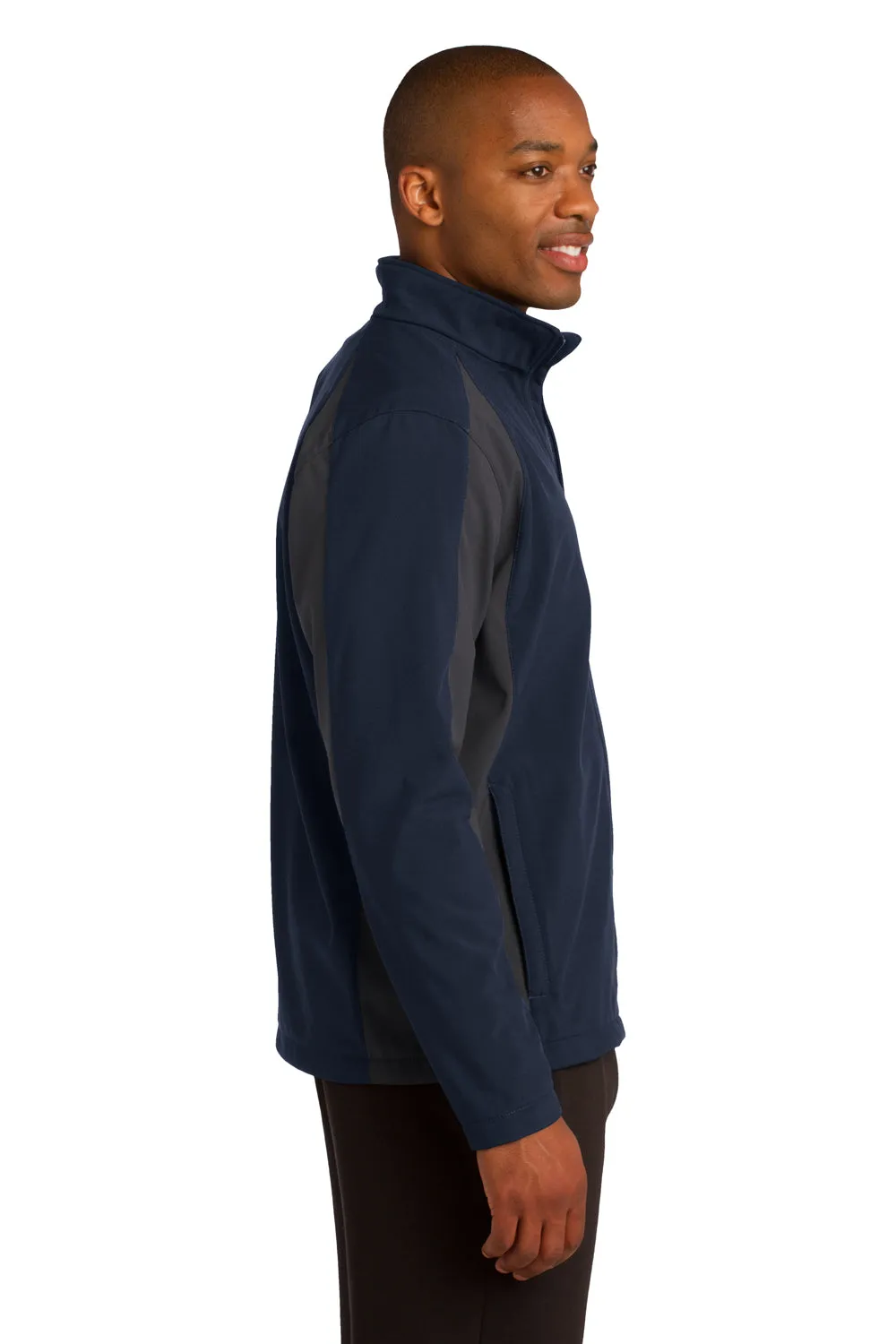 Sport-Tek Mens Water Resistant Full Zip Jacket - True Navy Blue/Iron Grey - Closeout Clothing Sport-Tek
