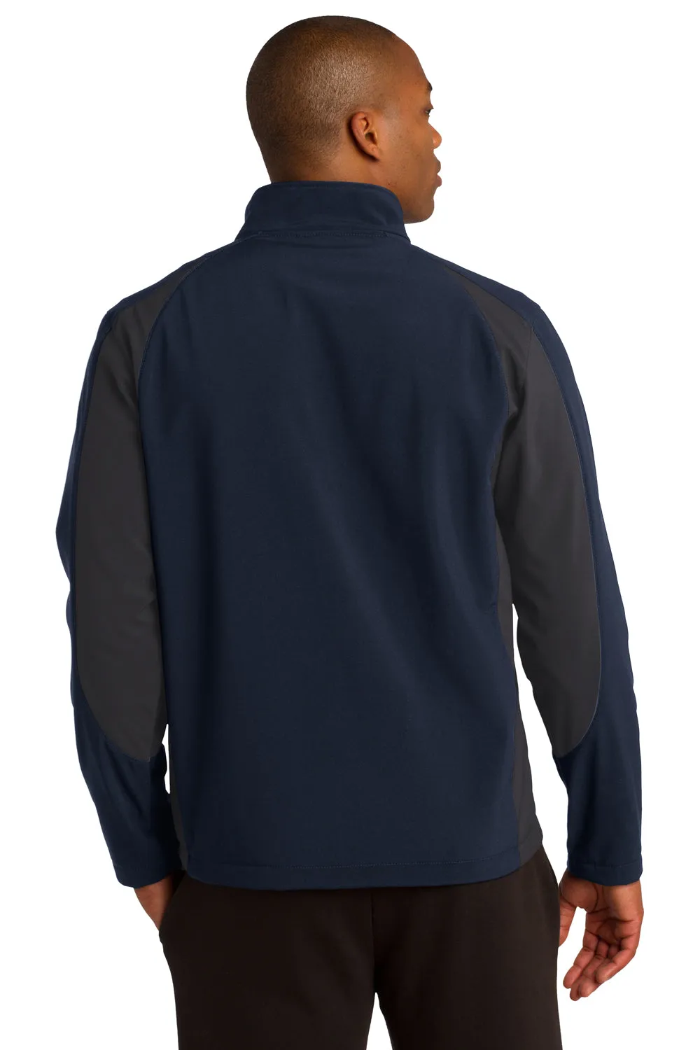 Sport-Tek Mens Water Resistant Full Zip Jacket - True Navy Blue/Iron Grey - Closeout Clothing Sport-Tek