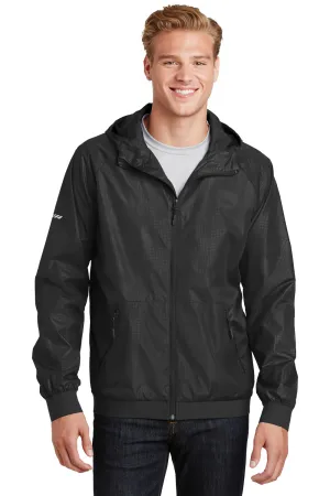 Sport-Tek Mens Wind & Water Resistant Full Zip Hooded Jacket - Black - Closeout Clothing Sport-Tek