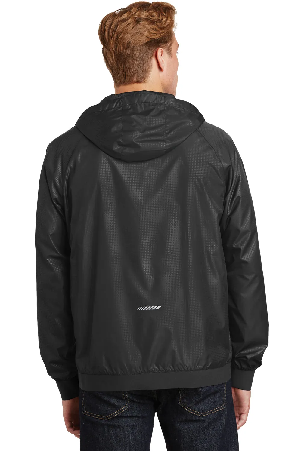 Sport-Tek Mens Wind & Water Resistant Full Zip Hooded Jacket - Black - Closeout Clothing Sport-Tek