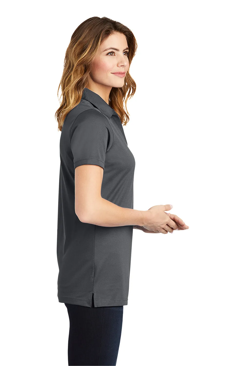 Sport-Tek Womens Active Mesh Moisture Wicking Short Sleeve Polo Shirt - Iron Grey Clothing Sport-Tek