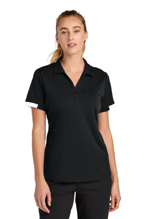 Sport-Tek Womens Club Colorblock Moisture Wicking Short Sleeve Polo Shirt - Black/White Clothing Sport-Tek