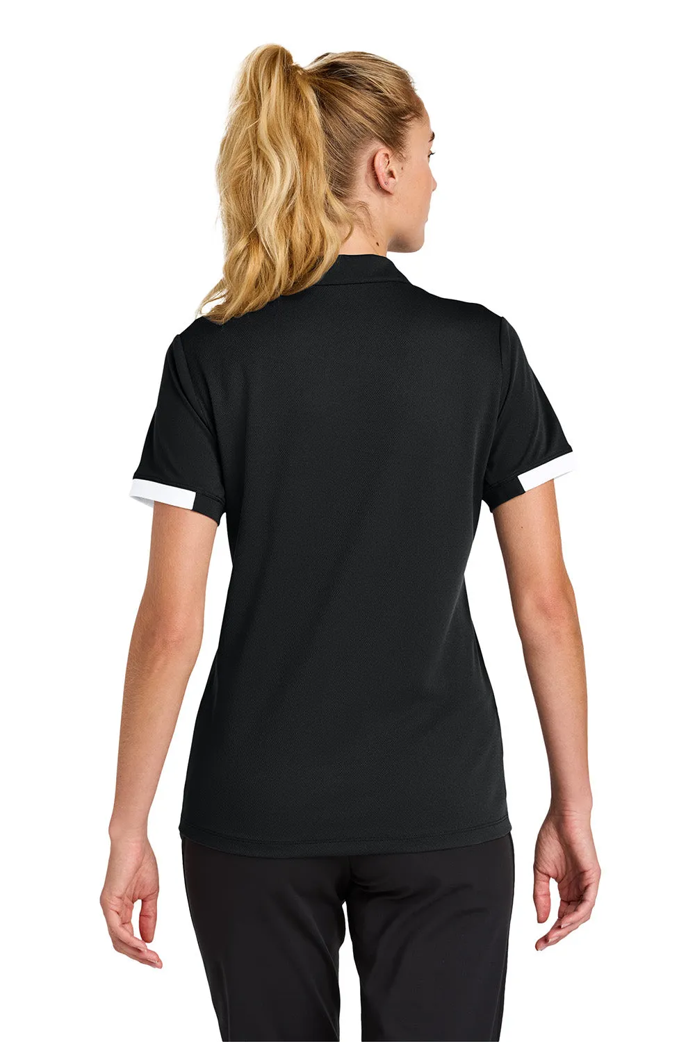 Sport-Tek Womens Club Colorblock Moisture Wicking Short Sleeve Polo Shirt - Black/White Clothing Sport-Tek