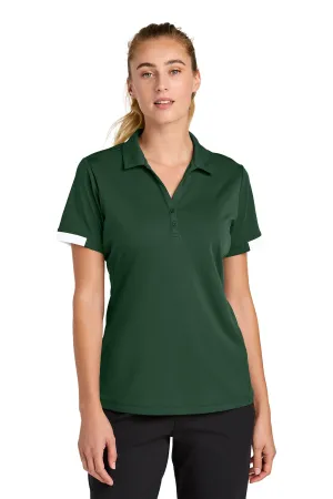 Sport-Tek Womens Club Colorblock Moisture Wicking Short Sleeve Polo Shirt - Forest Green/White Clothing Sport-Tek