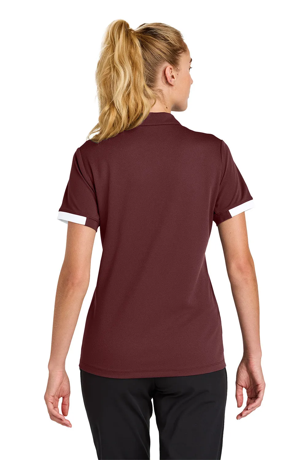 Sport-Tek Womens Club Colorblock Moisture Wicking Short Sleeve Polo Shirt - Maroon/White Clothing Sport-Tek