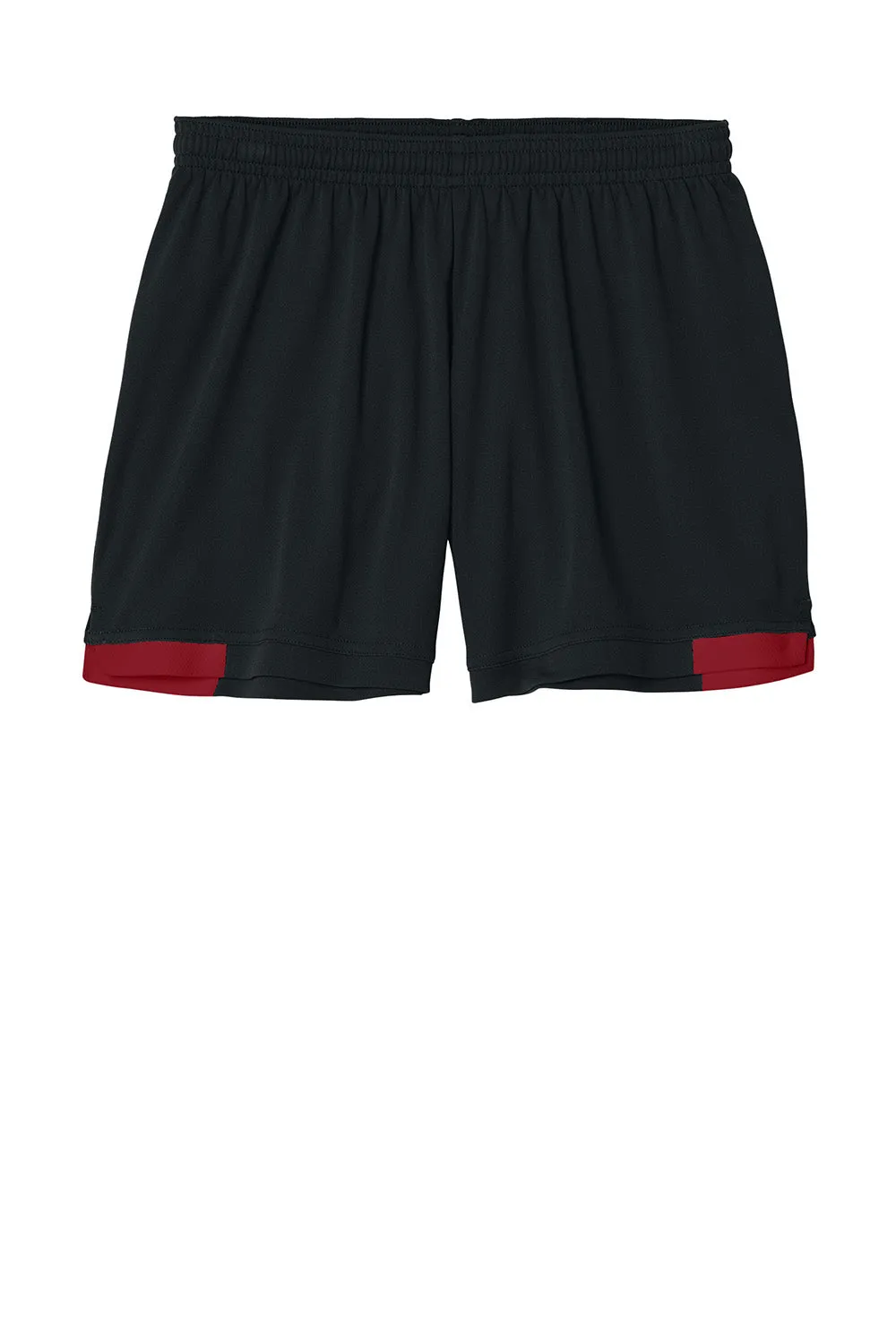 Sport-Tek Womens Club Moisture Wicking Shorts - Black/Deep Red Clothing Sport-Tek