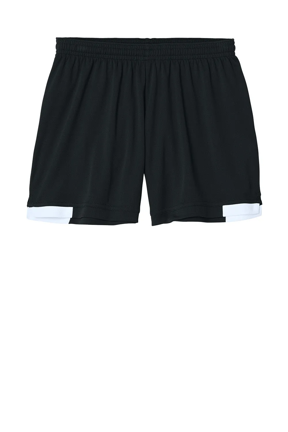 Sport-Tek Womens Club Moisture Wicking Shorts - Black/White Clothing Sport-Tek