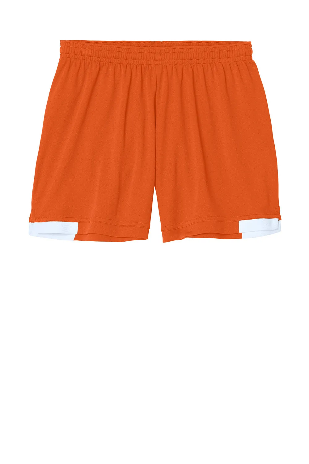 Sport-Tek Womens Club Moisture Wicking Shorts - Deep Orange/White Clothing Sport-Tek