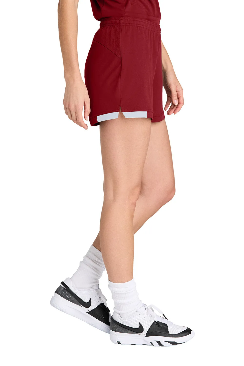 Sport-Tek Womens Club Moisture Wicking Shorts - Deep Red/White Clothing Sport-Tek