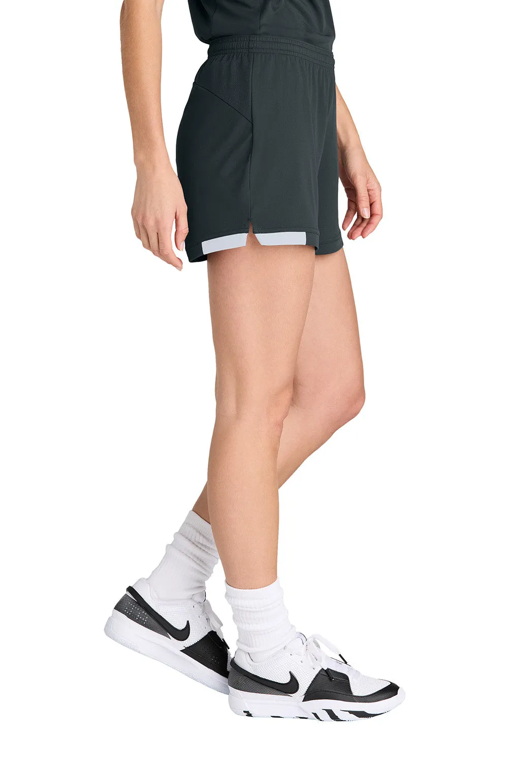 Sport-Tek Womens Club Moisture Wicking Shorts - Iron Grey/White Clothing Sport-Tek