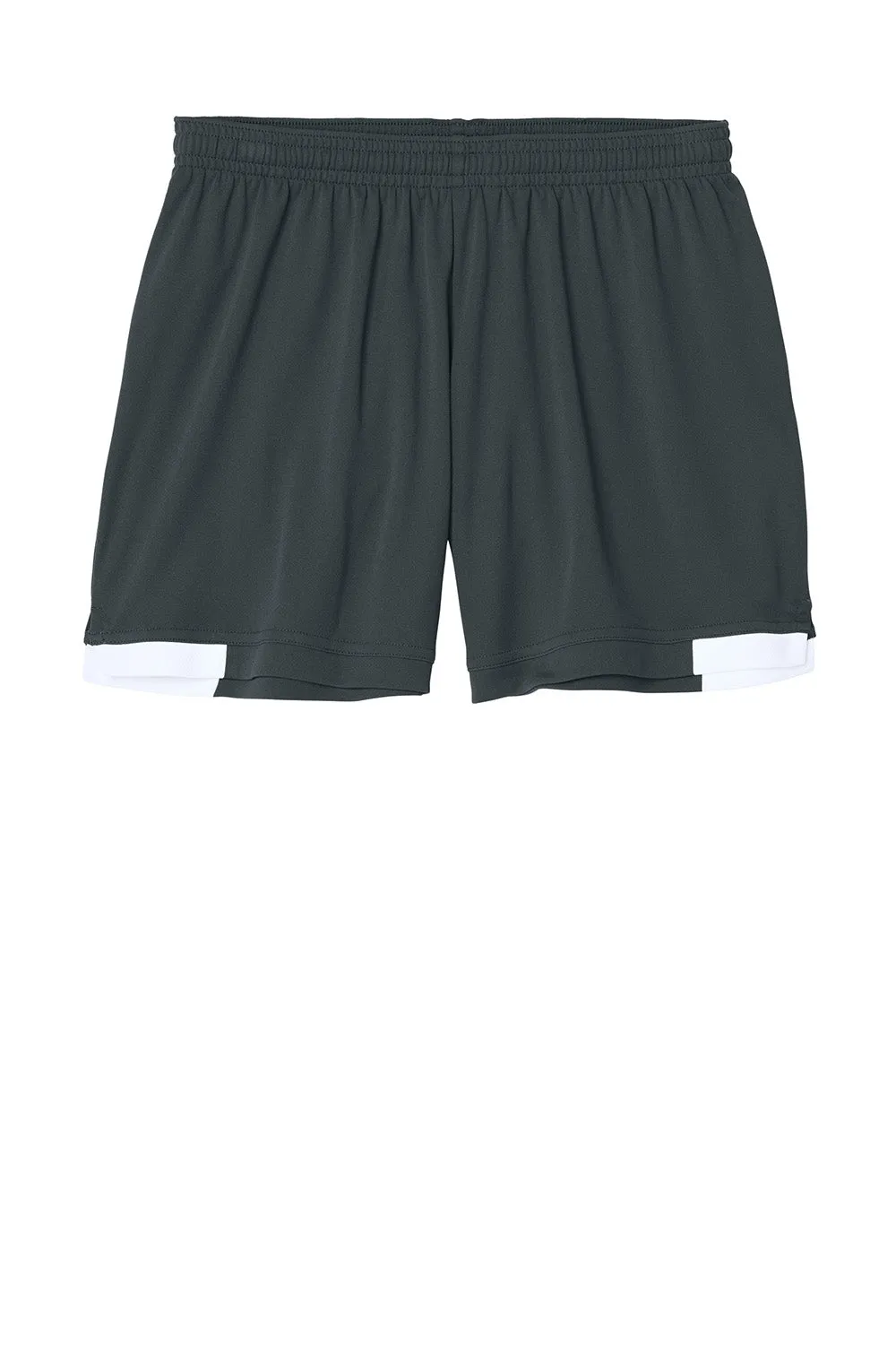 Sport-Tek Womens Club Moisture Wicking Shorts - Iron Grey/White Clothing Sport-Tek
