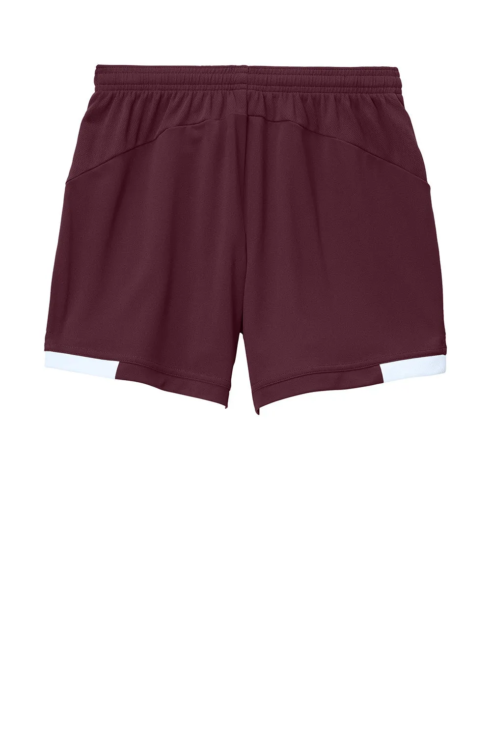 Sport-Tek Womens Club Moisture Wicking Shorts - Maroon/White Clothing Sport-Tek