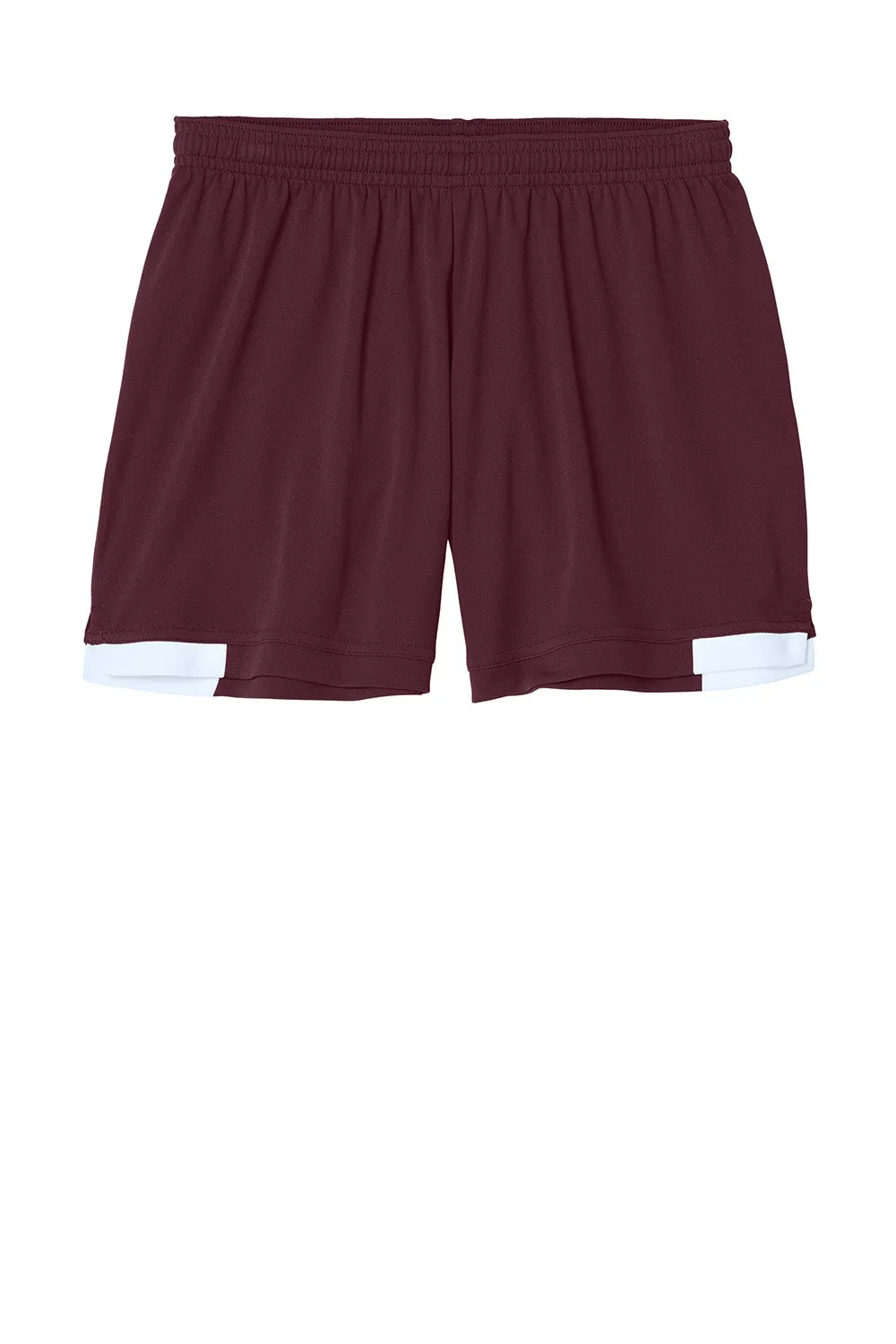 Sport-Tek Womens Club Moisture Wicking Shorts - Maroon/White Clothing Sport-Tek