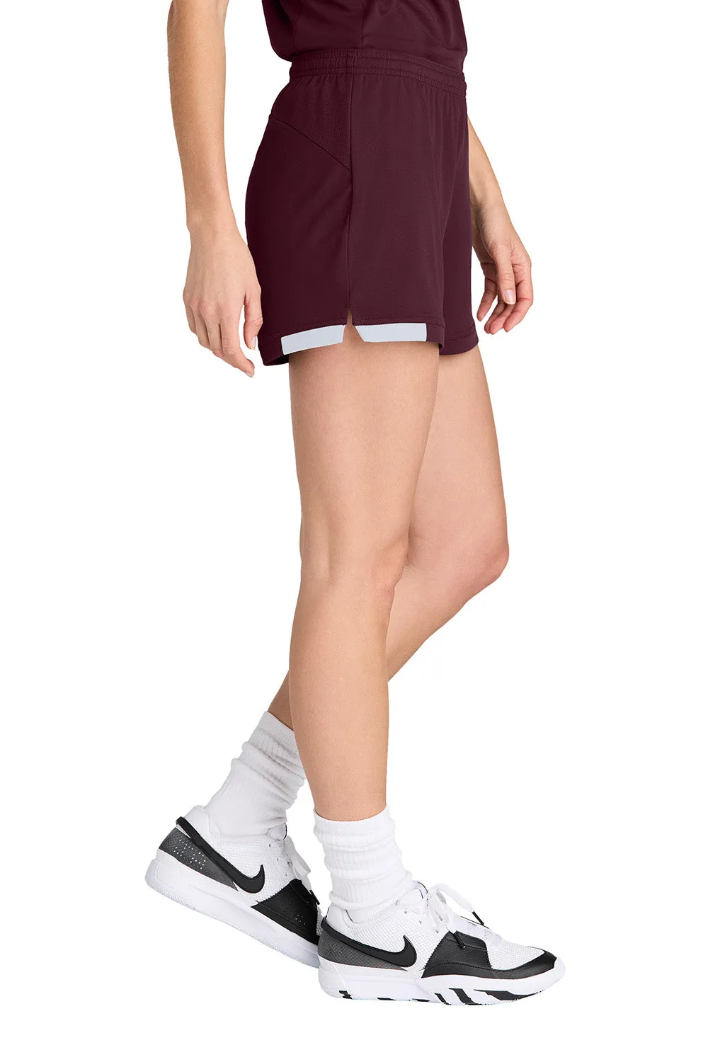 Sport-Tek Womens Club Moisture Wicking Shorts - Maroon/White Clothing Sport-Tek