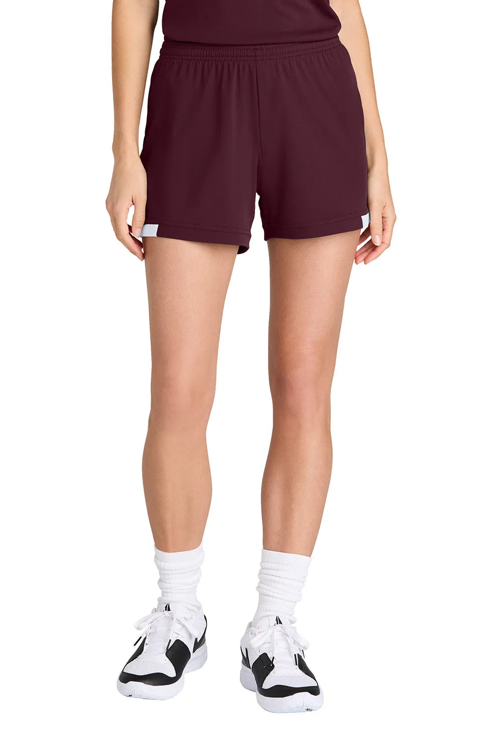Sport-Tek Womens Club Moisture Wicking Shorts - Maroon/White Clothing Sport-Tek