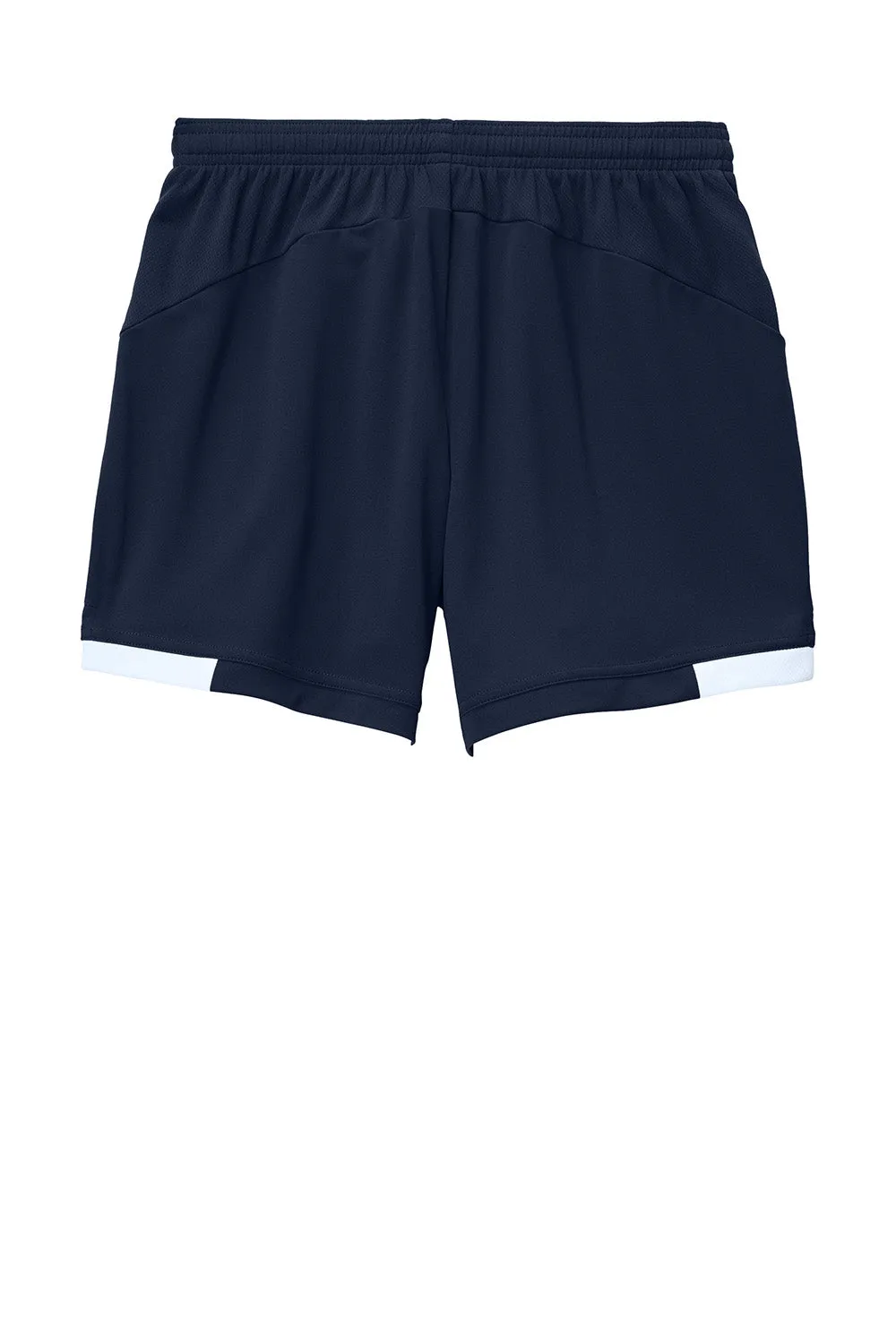 Sport-Tek Womens Club Moisture Wicking Shorts - True Navy Blue/White Clothing Sport-Tek