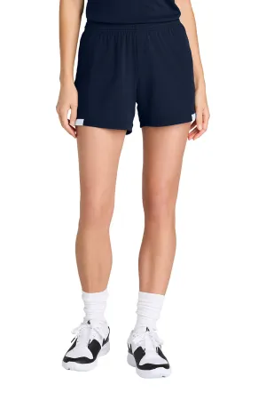 Sport-Tek Womens Club Moisture Wicking Shorts - True Navy Blue/White Clothing Sport-Tek