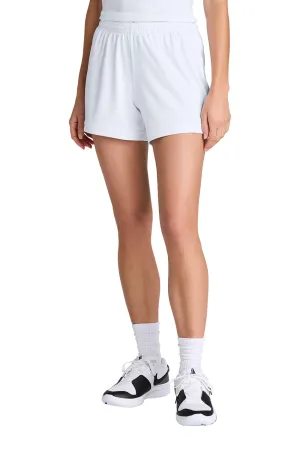 Sport-Tek Womens Club Moisture Wicking Shorts - White/White Clothing Sport-Tek