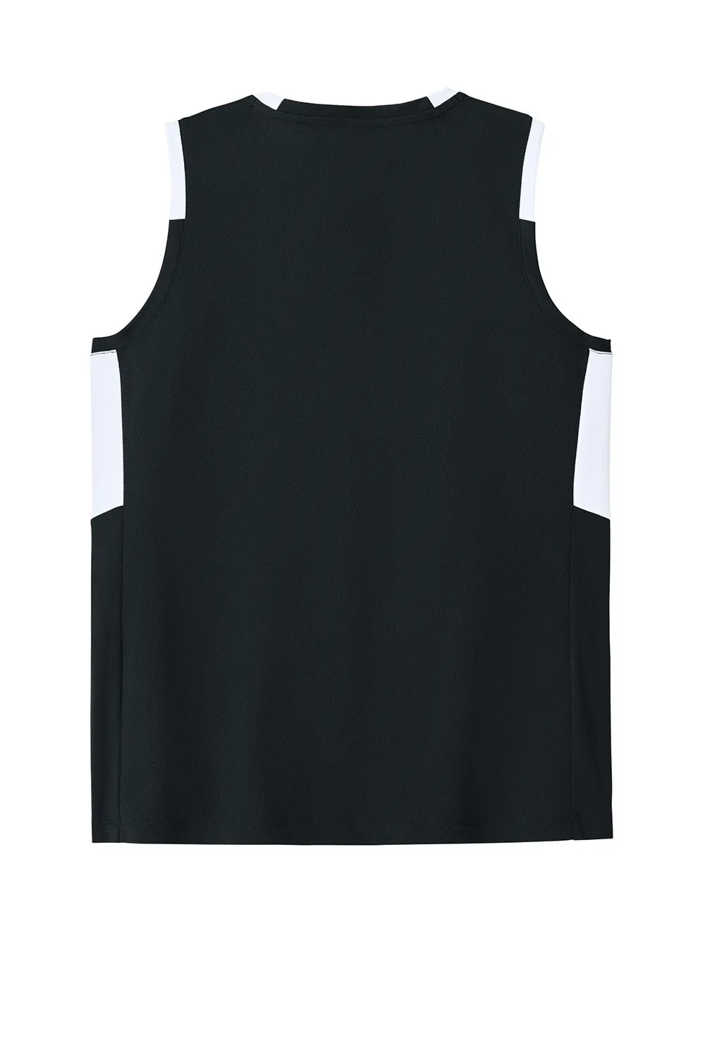 Sport-Tek Womens Club Moisture Wicking V-Neck Tank Top - Black/White Clothing Sport-Tek