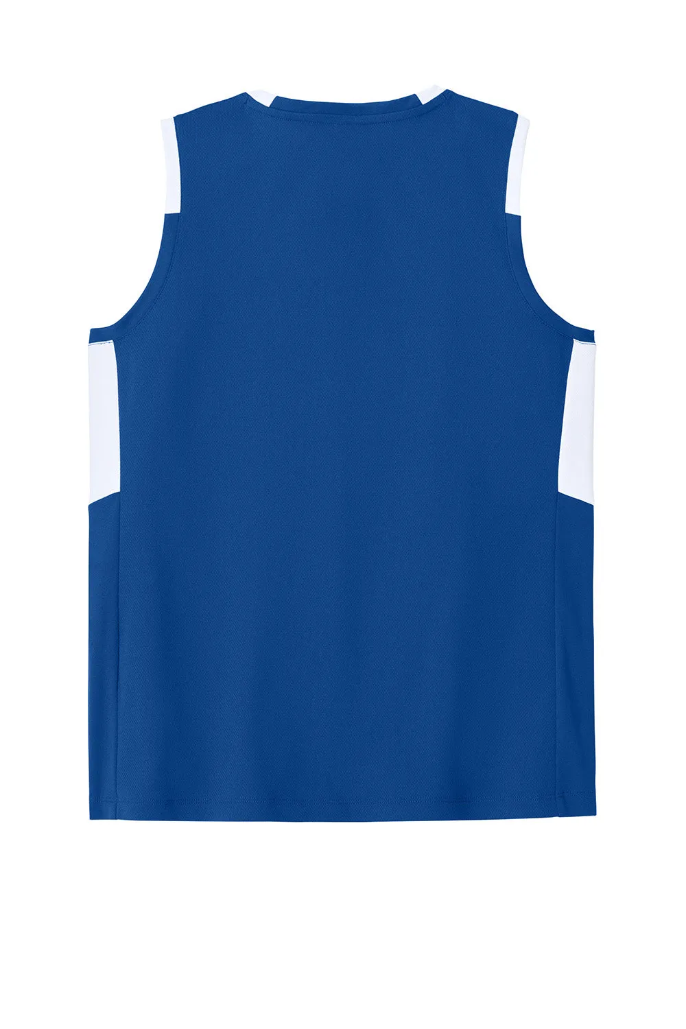 Sport-Tek Womens Club Moisture Wicking V-Neck Tank Top - True Royal Blue/White Clothing Sport-Tek