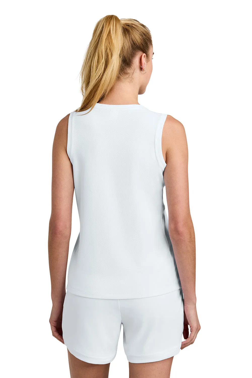 Sport-Tek Womens Club Moisture Wicking V-Neck Tank Top - White/White Clothing Sport-Tek