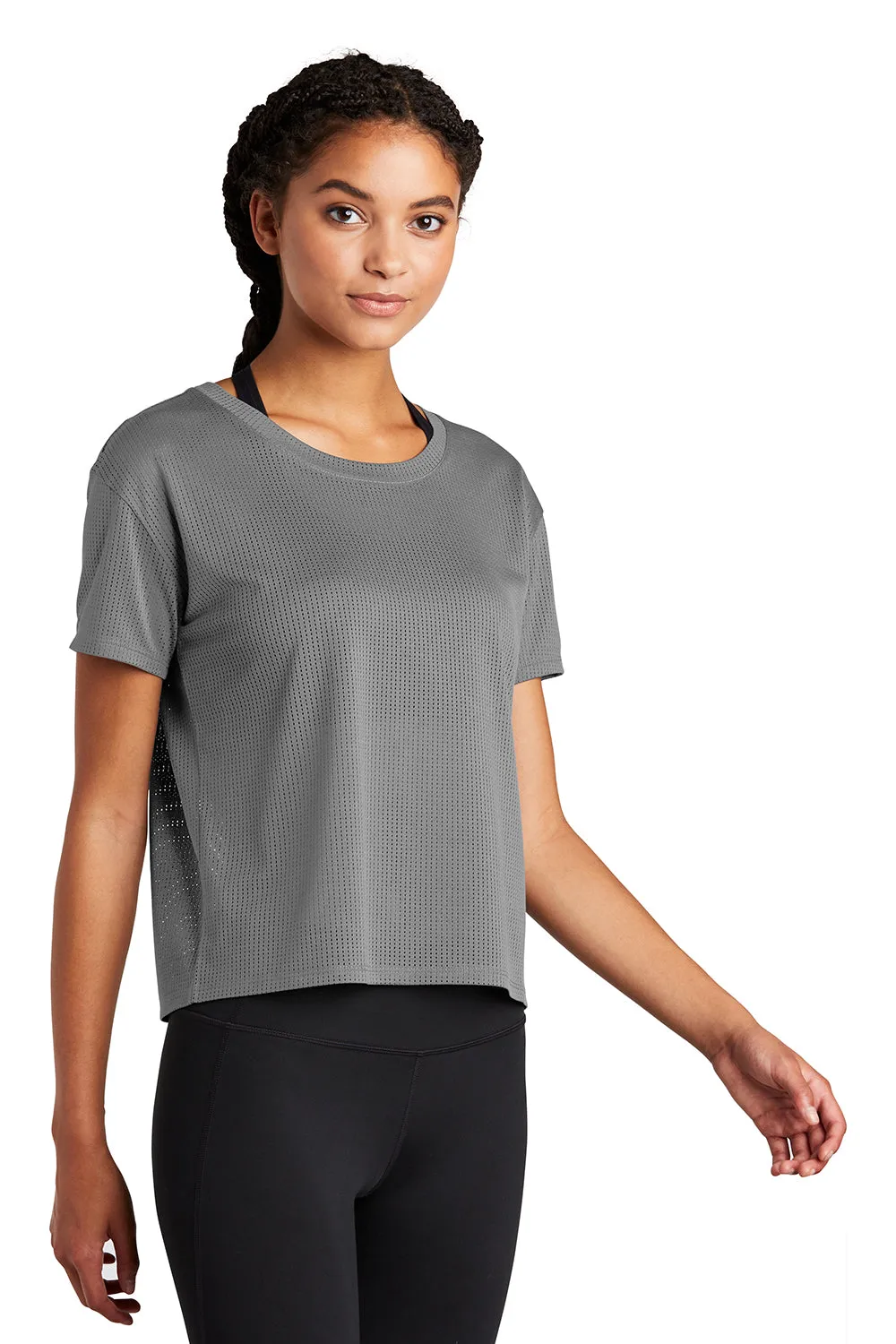 Sport-Tek Womens Draft Crop Short Sleeve Crewneck T-Shirt - Dark Grey Clothing Sport-Tek