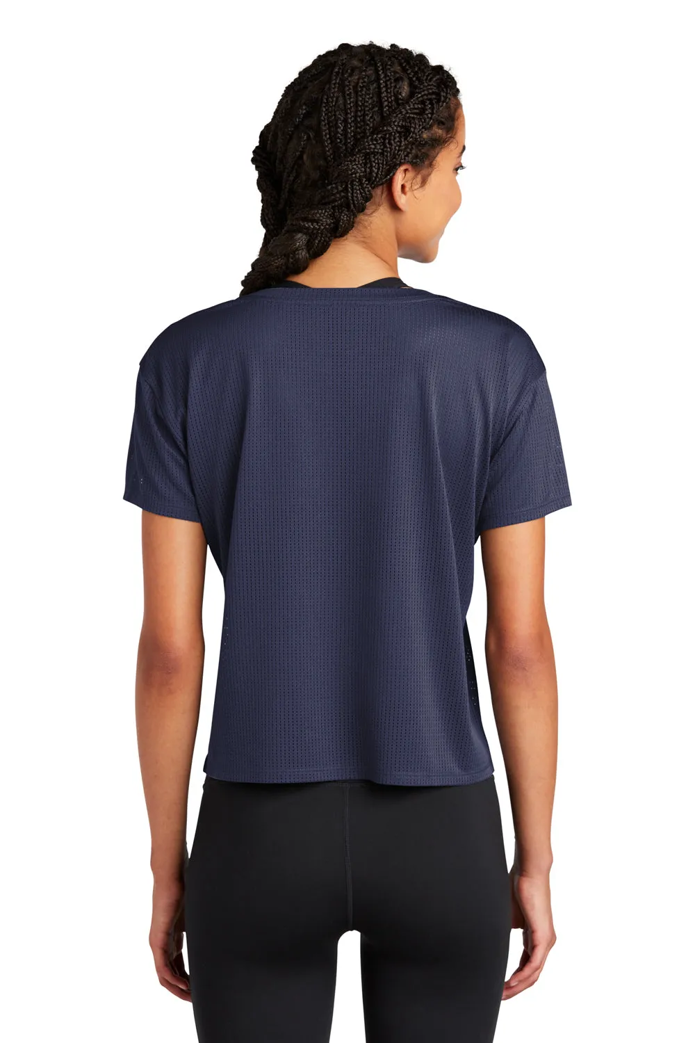 Sport-Tek Womens Draft Crop Short Sleeve Crewneck T-Shirt - True Navy Blue Clothing Sport-Tek